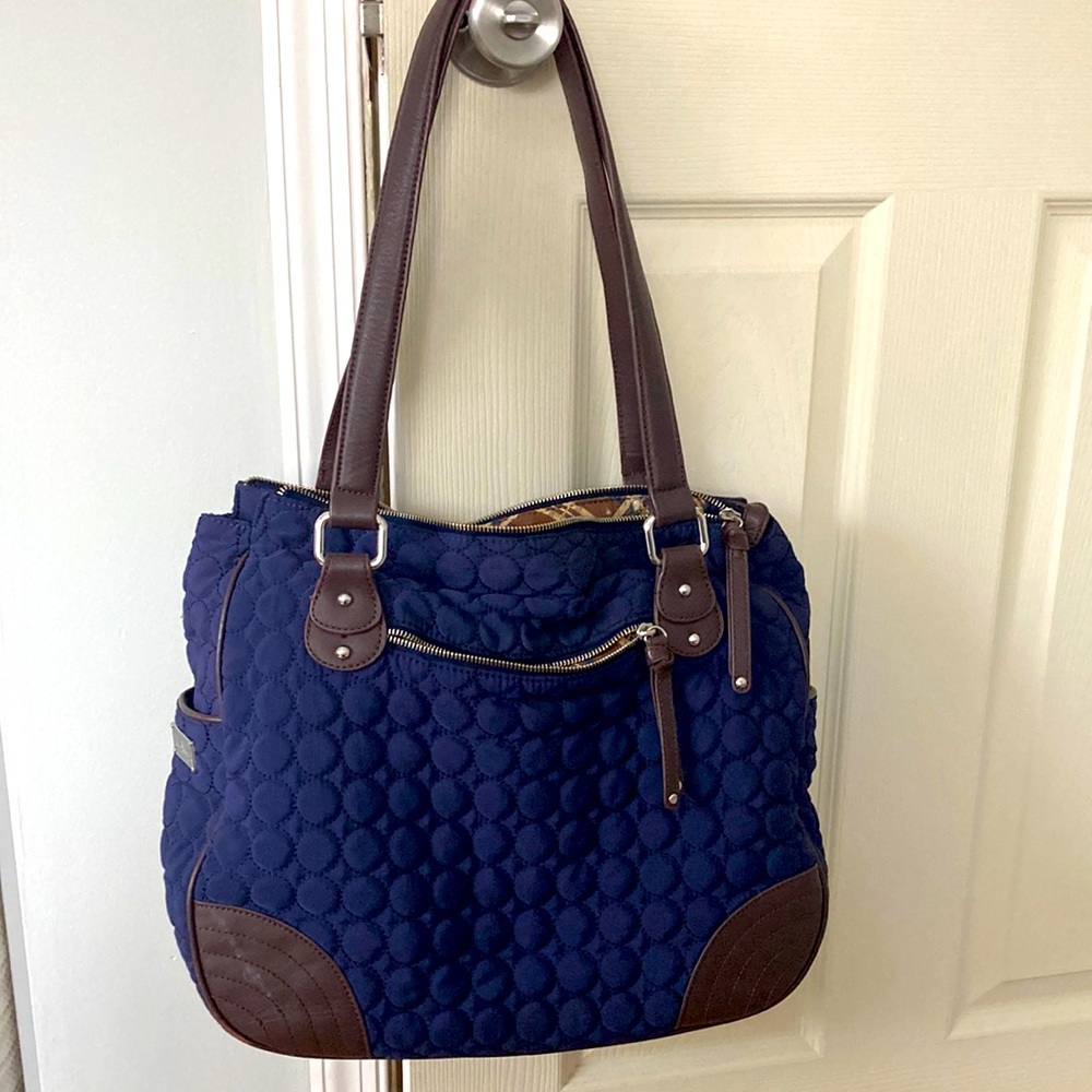 Vera Bradley, navy, leather details tote bag